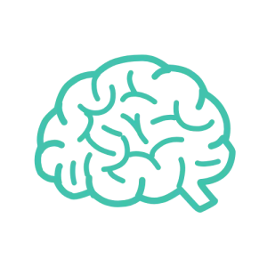 Brain illustration icon representing smart technology and innovation.